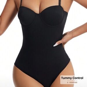 SHEIN Black Strapless Shapewear Bodysuit